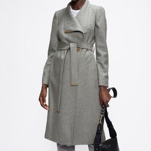 Ted Baker. Rose Wool Wrap Coat. Grey. Size 0